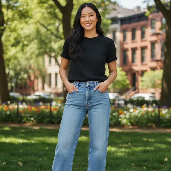 Mother Wide Straight Leg The Rambler Zip Ankle Jeans Going Dutch Blue 33 NWT - Picture 4 of 13